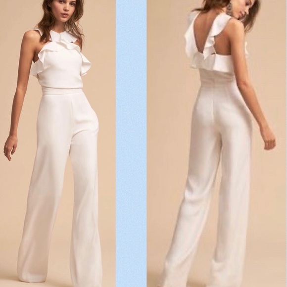 BHLDN Pants - Monique Lhuillier Bissell Ruffle strap jumpsuit